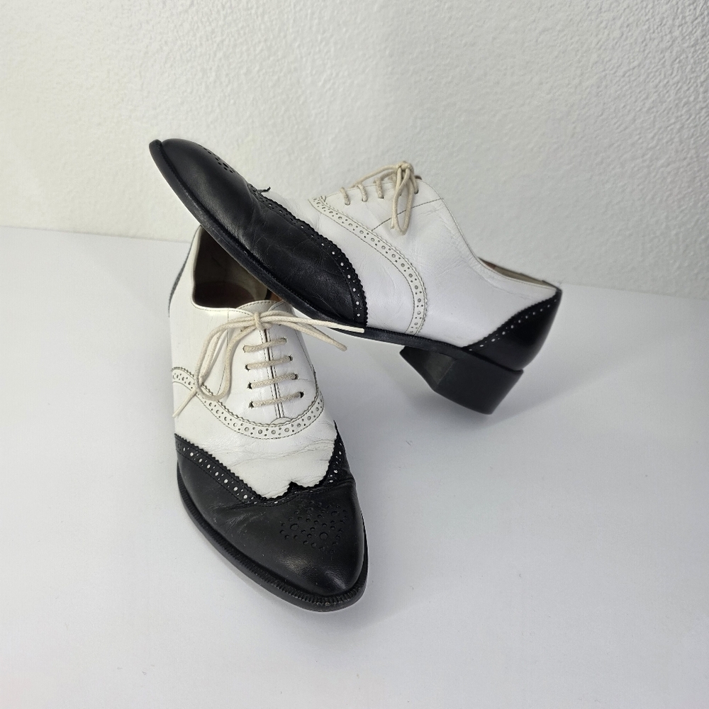 Robert Clergerie Leather Spectator Brogue Wingtip Oxford Shoes Black White Sz5.5 - Picture 16 of 16